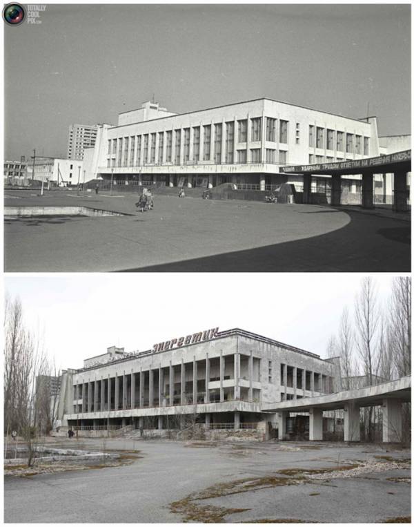 Фото Чернобыля,зоны отчуждения Припяти до и после.